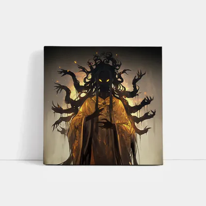 Dark Spirit Glowing Eyes Golden Robes Fantasy