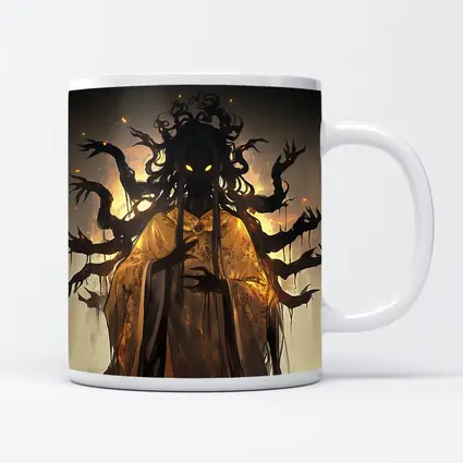 Dark Spirit Glowing Eyes Golden Robes Fantasy