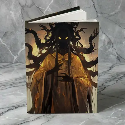 Dark Spirit Glowing Eyes Golden Robes Fantasy