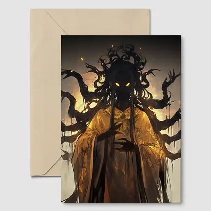 Dark Spirit Glowing Eyes Golden Robes Fantasy