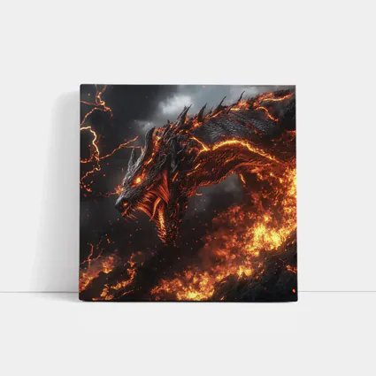Fire Dragon Rising Through Storm Sky