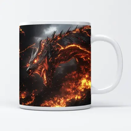 Fire Dragon Rising Through Storm Sky