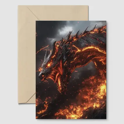 Fire Dragon Rising Through Storm Sky