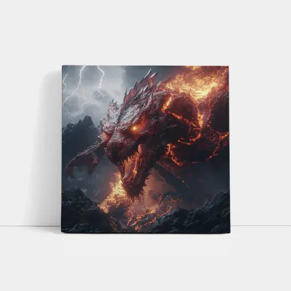 Fire Dragon Roaring Over Dark Mountains