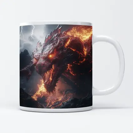 Fire Dragon Roaring Over Dark Mountains