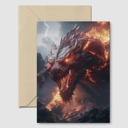Fire Dragon Roaring Over Dark Mountains