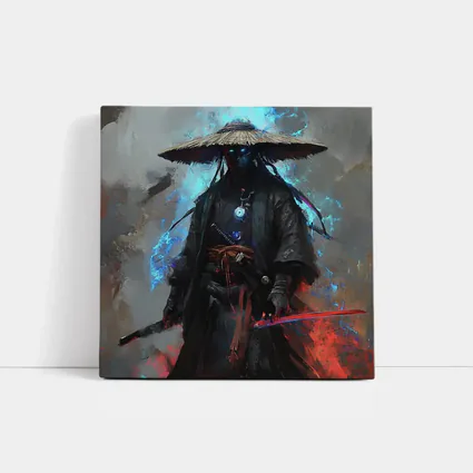 Dark Samurai Warrior with Glowing Blue Energy