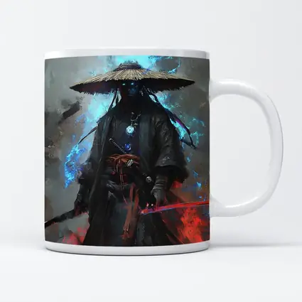 Dark Samurai Warrior with Glowing Blue Energy
