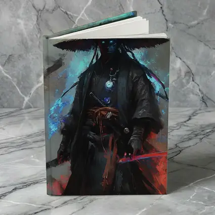 Dark Samurai Warrior with Glowing Blue Energy