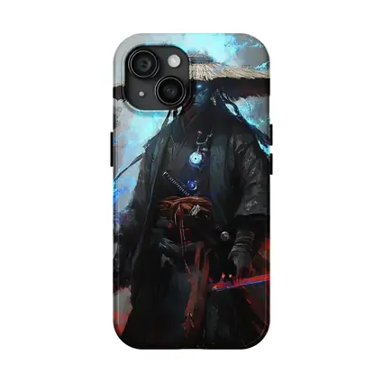 Dark Samurai Warrior with Glowing Blue Energy