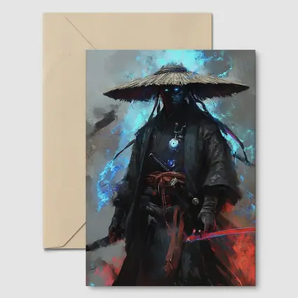Dark Samurai Warrior with Glowing Blue Energy