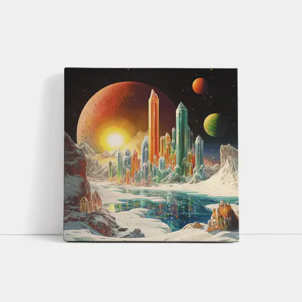 Retro Sci Fi Crystal City Space Landscape