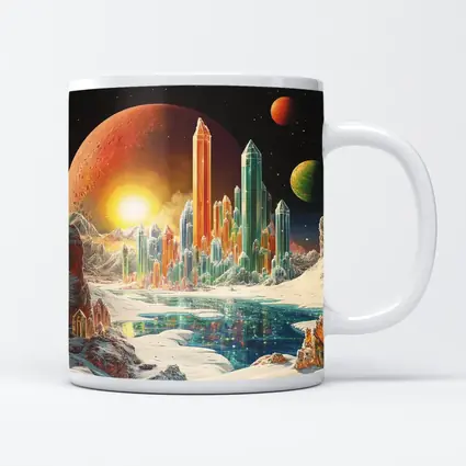 Retro Sci Fi Crystal City Space Landscape