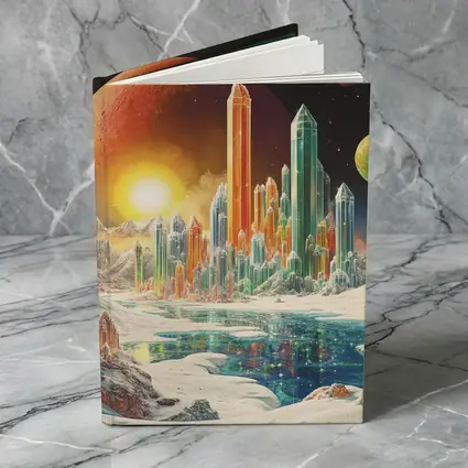 Retro Sci Fi Crystal City Space Landscape
