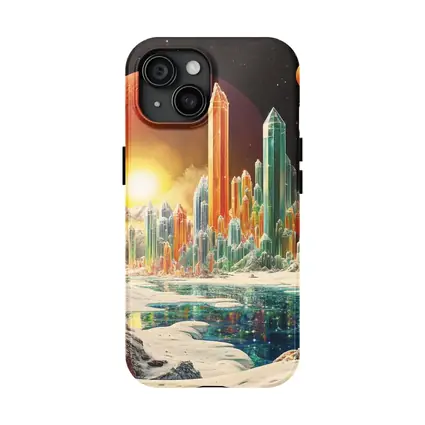 Retro Sci Fi Crystal City Space Landscape