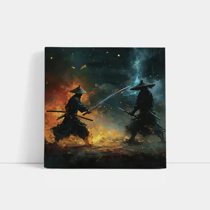 Two Samurai Duel Fire Dark Battle