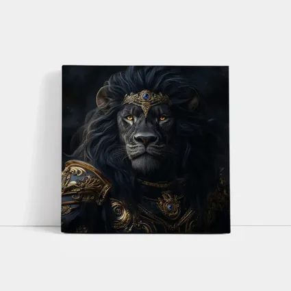 Dark Lion King Gold Armor Fantasy Portrait
