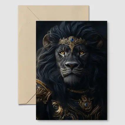 Dark Lion King Gold Armor Fantasy Portrait