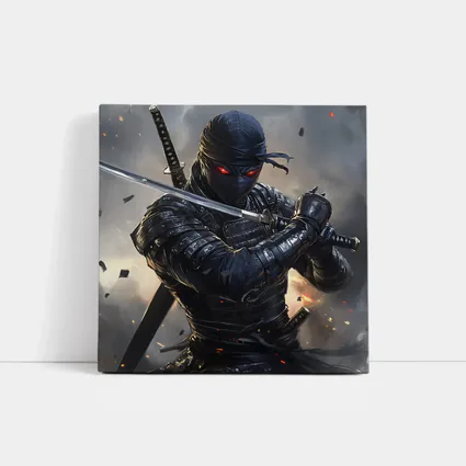 Dark Ninja Warrior Dual Swords Battle Scene