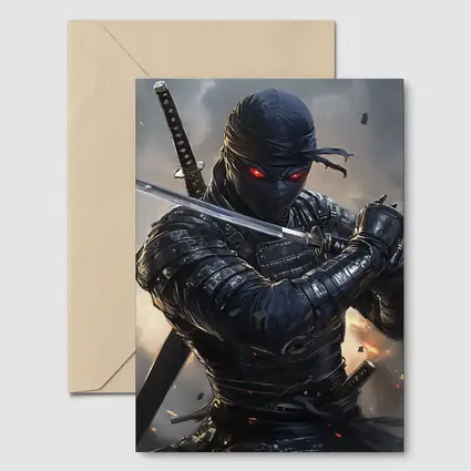Dark Ninja Warrior Dual Swords Battle Scene
