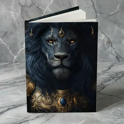 Dark Blue Lion Warrior Gold Armor Fantasy