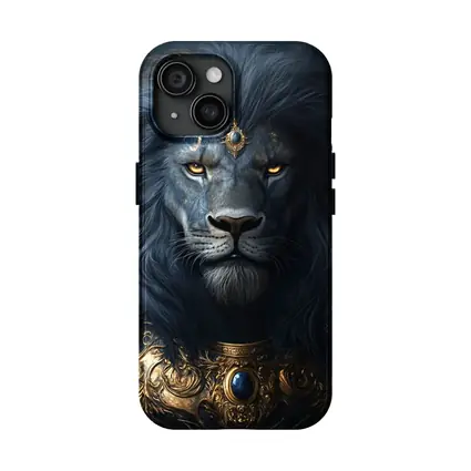 Dark Blue Lion Warrior Gold Armor Fantasy