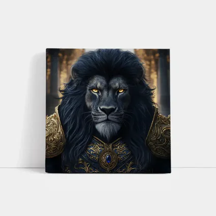 Dark Lion Warrior in Golden Armor Fantasy