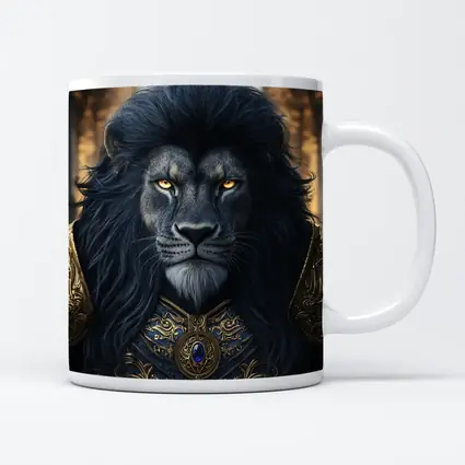 Dark Lion Warrior in Golden Armor Fantasy