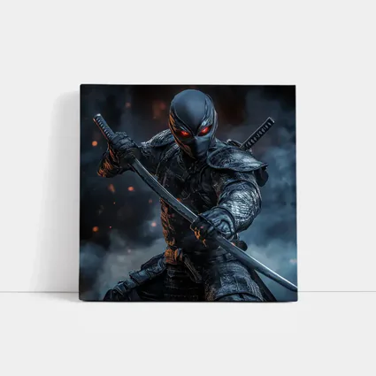 Dark Ninja Warrior Dual Swords Smoky Background