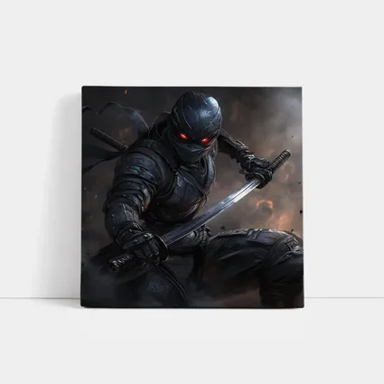 Dark Ninja Warrior Red Eyes Smoke Battle