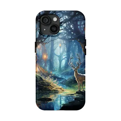 White Stag in Enchanted Glowing Fantasy Forest