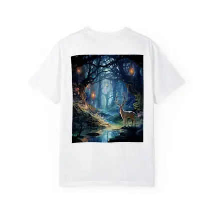 White Stag in Enchanted Glowing Fantasy Forest