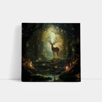 Magical Deer Standing In Enchanted Forest