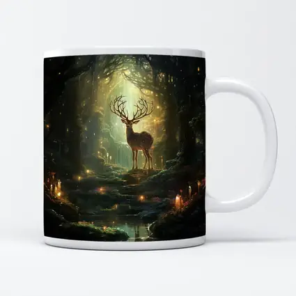 Magical Deer Standing In Enchanted Forest