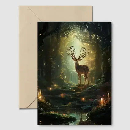 Magical Deer Standing In Enchanted Forest