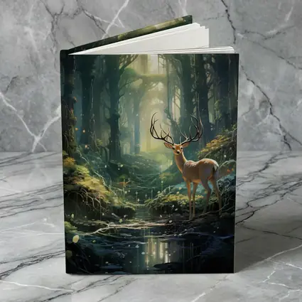 Deer Stag Standing In Enchanted Forest