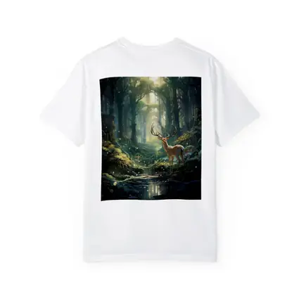 Deer Stag Standing In Enchanted Forest