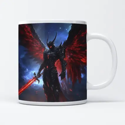 Dark Angel Warrior Red Wings Night Sky