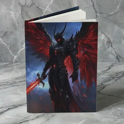 Dark Angel Warrior Red Wings Night Sky