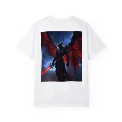 Dark Angel Warrior Red Wings Night Sky