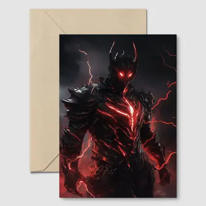 Dark Armored Warrior Red Lightning Storm