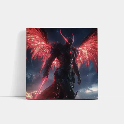 Dark Demon Angel Red Wings Starry Sky