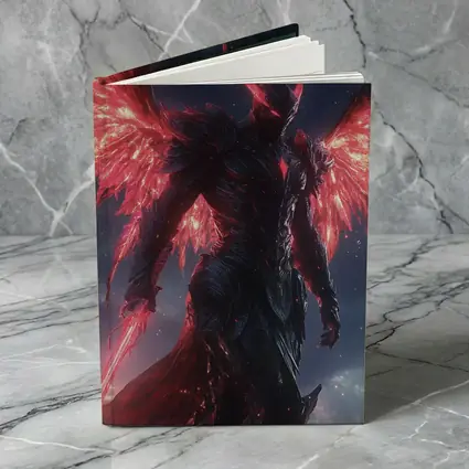 Dark Demon Angel Red Wings Starry Sky