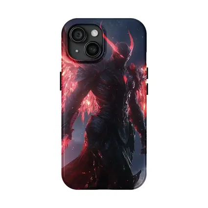 Dark Demon Angel Red Wings Starry Sky