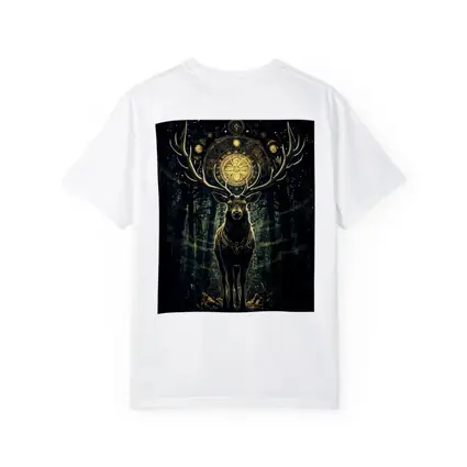 Mystic Stag Dark Forest Gold Mandala