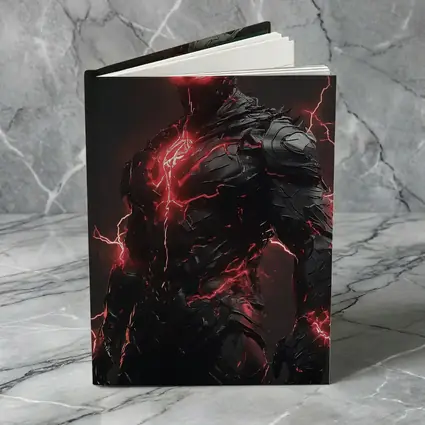Dark Armored Warrior Red Lightning Fantasy Art