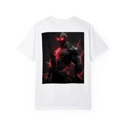 Dark Armored Warrior Red Lightning Fantasy Art