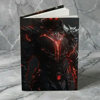 Dark Armored Warrior Glowing Red Lightning