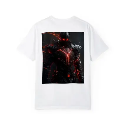 Dark Armored Warrior Glowing Red Lightning