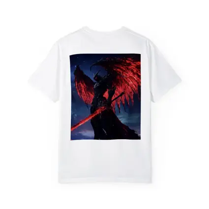 Dark Demon Warrior Red Wings Night Sky